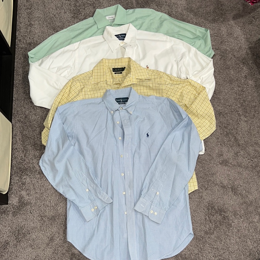 4! Men’s Dress Shirts Ralph Lauren and Calvin Klein